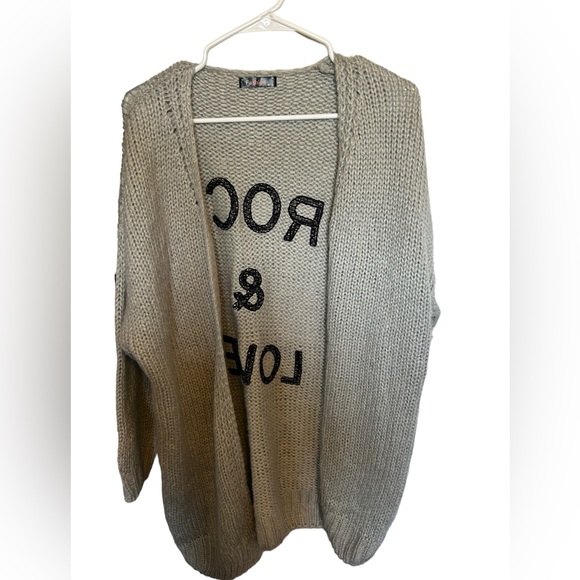 Pretty garden grey rock and love 
Long Sleeve Open Front Knit Cardigan size M - Picture 1 of 7